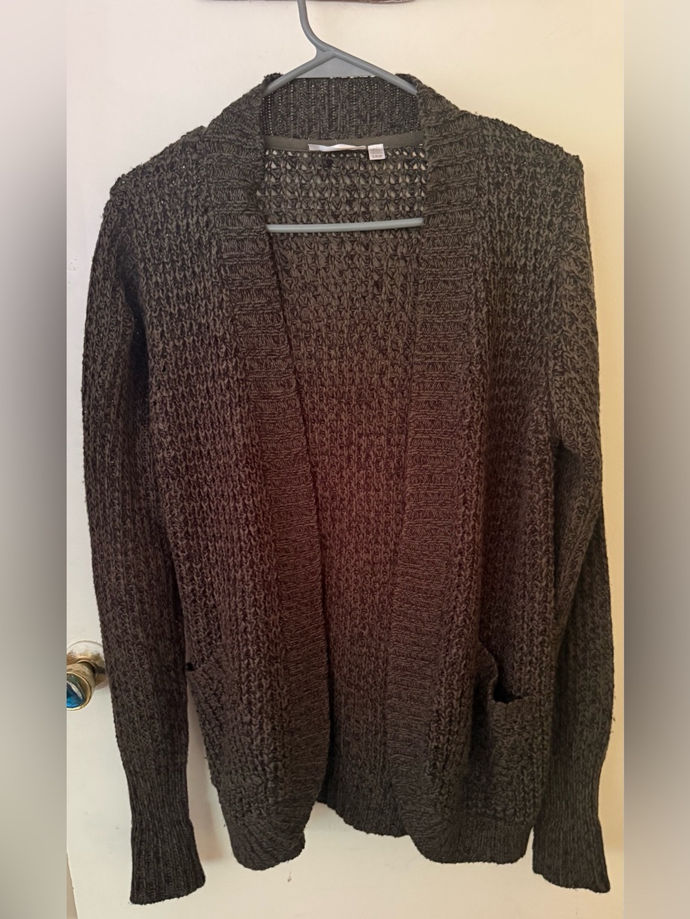 Women's Open-Front Chunky Knit Cardigan Sweater - Black